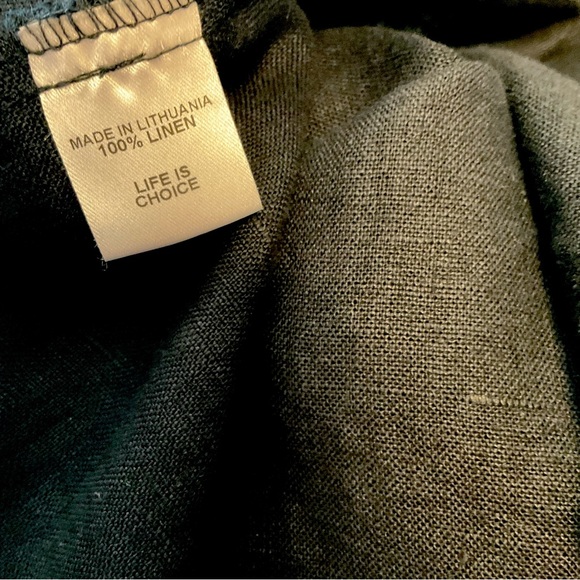 FLAX sz Large Linen Skirt Stretch Waist Pull On Black - Picture 4 of 5